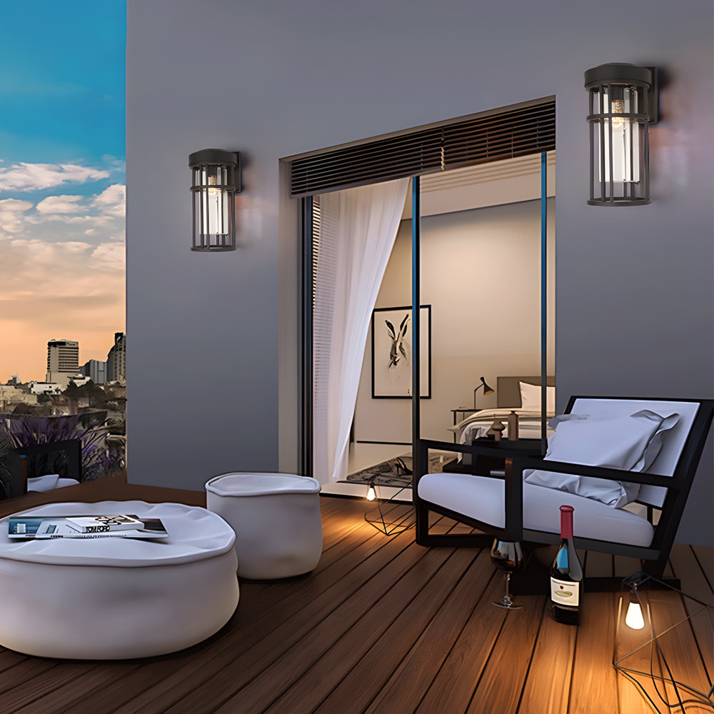 Waterproof Black Outdoor Wall Sconce Light Glass Lampshade Design - Lamp Outdoor