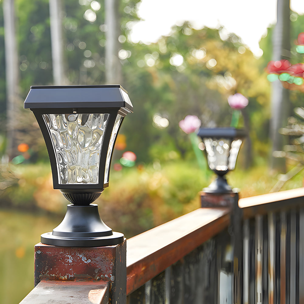 LED Solar Pillar Lights Outdoor Waterproof Cast Aluminum - Lamp Outdoor