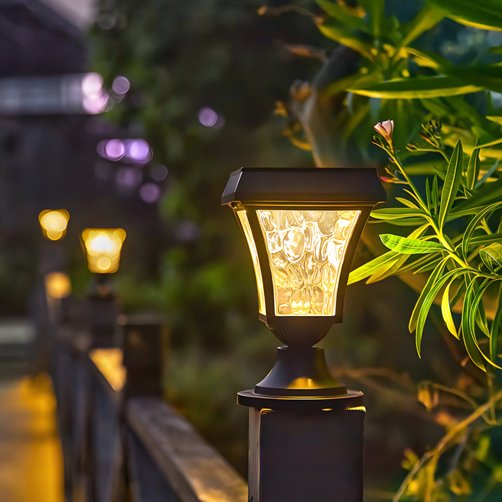 LED Solar Pillar Lights Outdoor Waterproof Cast Aluminum - Lamp Outdoor