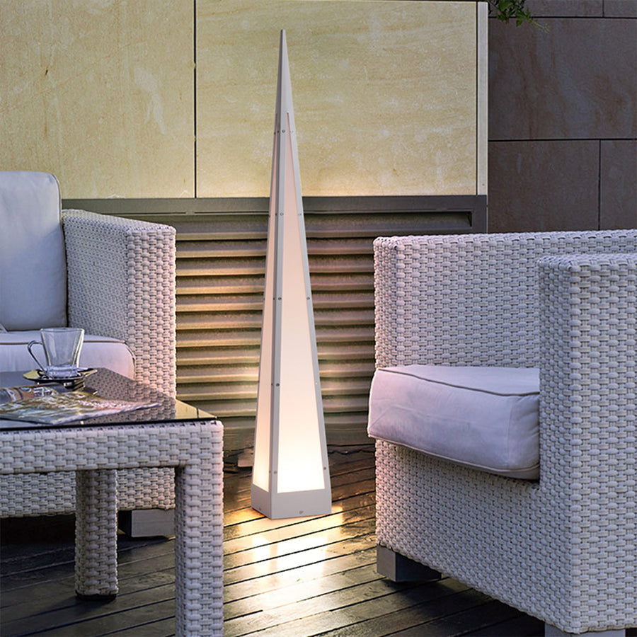 Stainless Steel Waterproof Geometric Floor Lamp with Pyramid Design - Lamp Outdoor