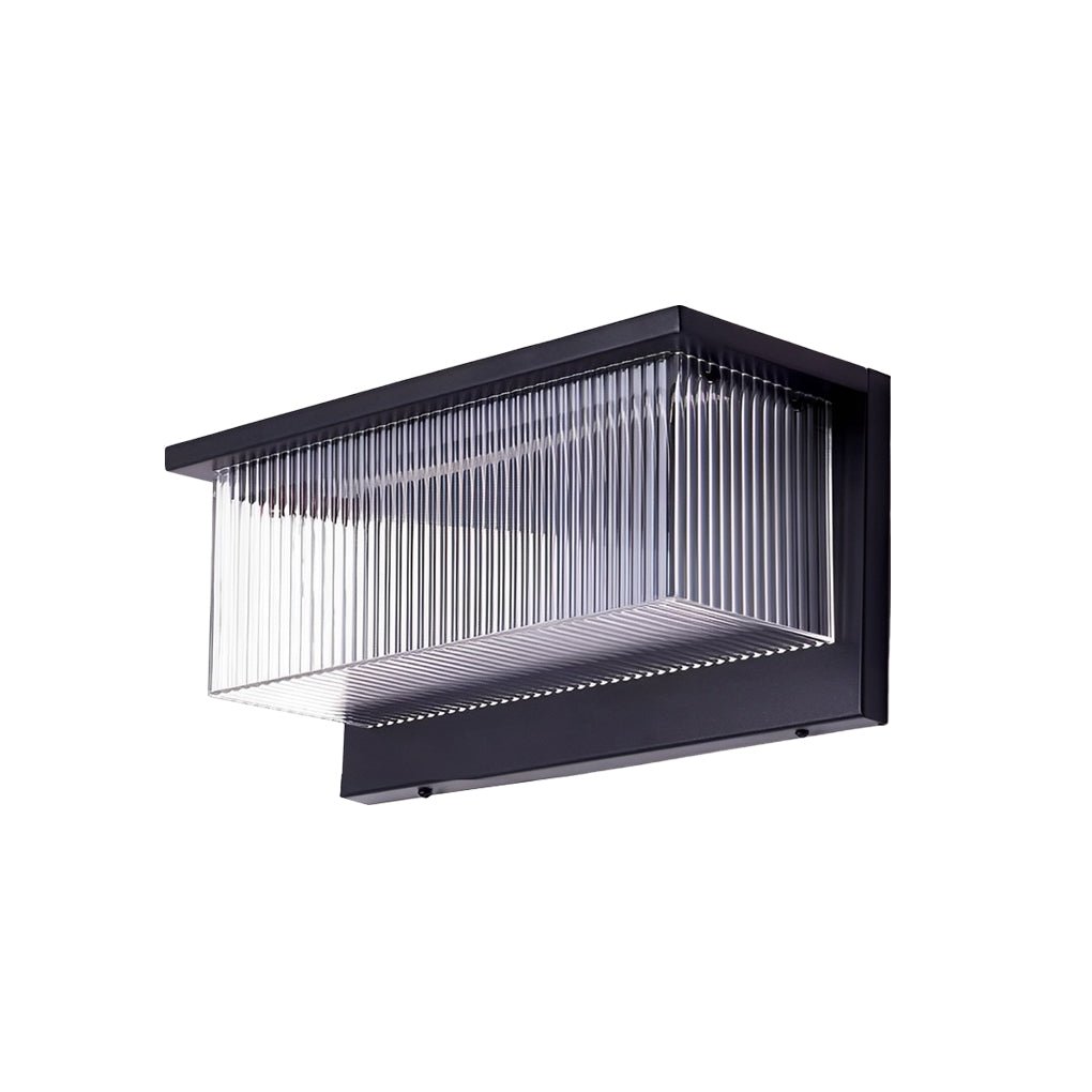 Rectangular Striped Acrylic Shade Waterproof Black Modern Solar Wall Lights - Lamp Outdoor
