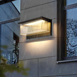Rectangular Striped Acrylic Shade Waterproof Black Modern Solar Wall Lights - Lamp Outdoor