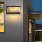 Rectangular Striped Acrylic Shade Waterproof Black Modern Solar Wall Lights - Lamp Outdoor