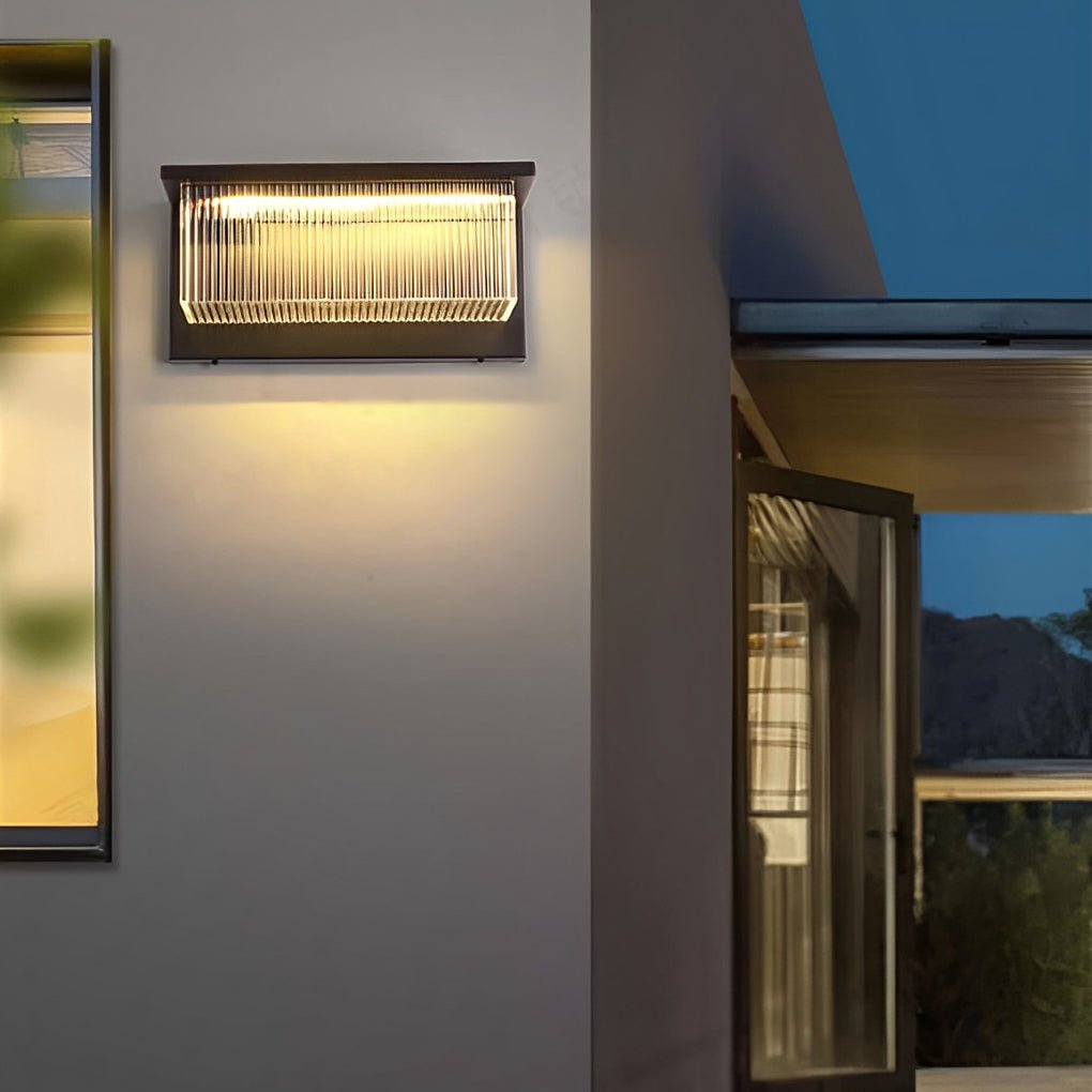 Rectangular Striped Acrylic Shade Waterproof Black Modern Solar Wall Lights - Lamp Outdoor