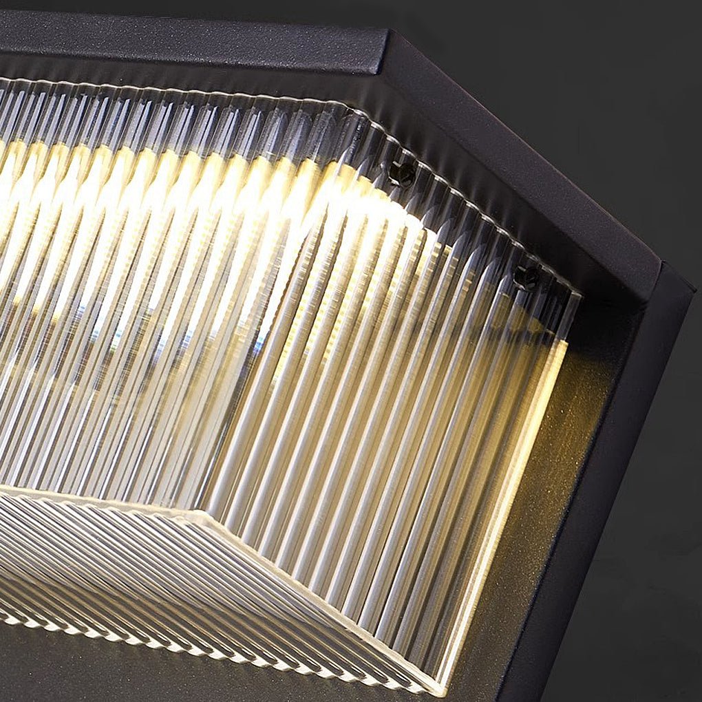 Rectangular Striped Acrylic Shade Waterproof Black Modern Solar Wall Lights - Lamp Outdoor