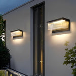 Rectangular Striped Acrylic Shade Waterproof Black Modern Solar Wall Lights - Lamp Outdoor