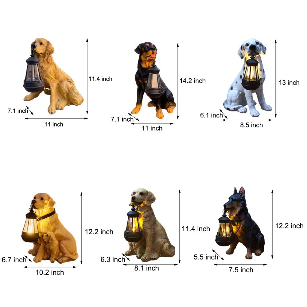 Resin Dog with Lantern Landscape Decor Solar Outdoor Lights - Lamp Outdoor