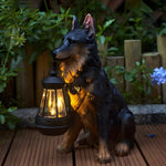 Resin Dog with Lantern Landscape Decor Solar Outdoor Lights - Lamp Outdoor