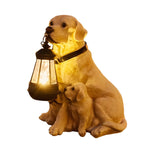 Resin Dog with Lantern Landscape Decor Solar Outdoor Lights - Lamp Outdoor