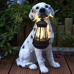 Resin Dog with Lantern Landscape Decor Solar Outdoor Lights - Lamp Outdoor