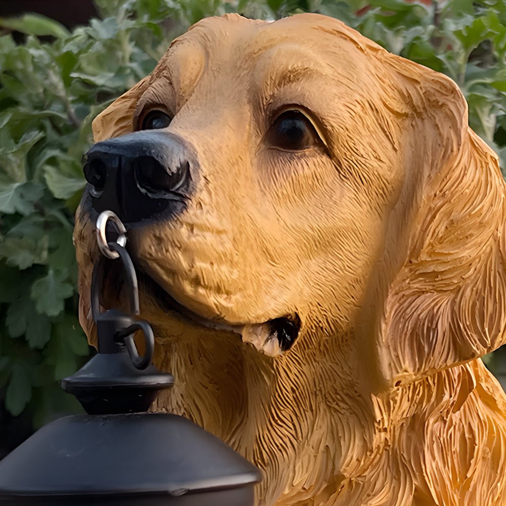 Resin Dog with Lantern Landscape Decor Solar Outdoor Lights - Lamp Outdoor
