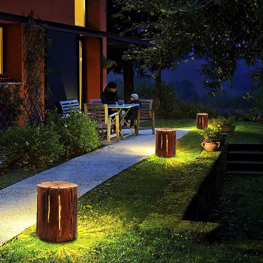 Resin Tree Stump Outdoor Light Rustic Decorative Garden Lawn LED Lamp - Lamp Outdoor