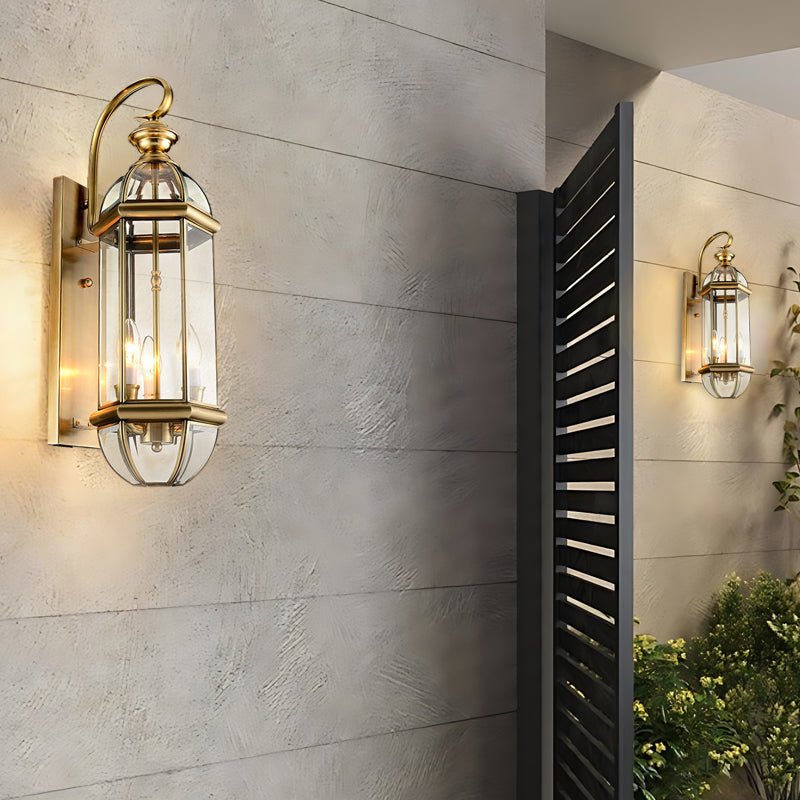 Retro Creative Copper Glass European Style Outdoor Wall Lights Exterior Lamp - Lamp Outdoor