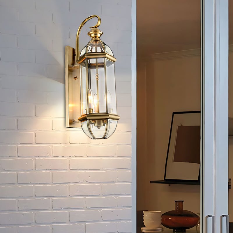 Retro Creative Copper Glass European Style Outdoor Wall Lights Exterior Lamp - Lamp Outdoor