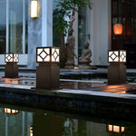 Elegant Solar-Powered Square Bollard Light Retro European Garden Lighting - Lamp Outdoor