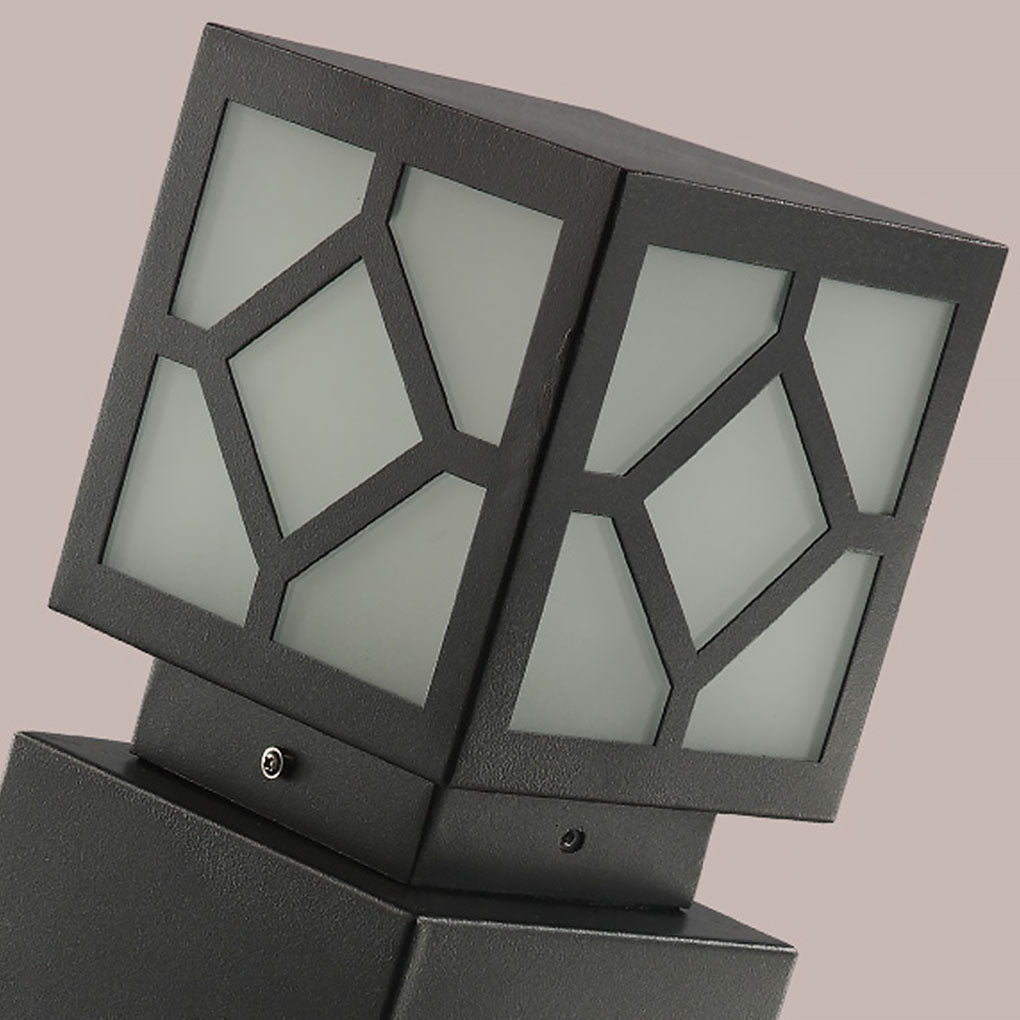Elegant Solar-Powered Square Bollard Light Retro European Garden Lighting - Lamp Outdoor