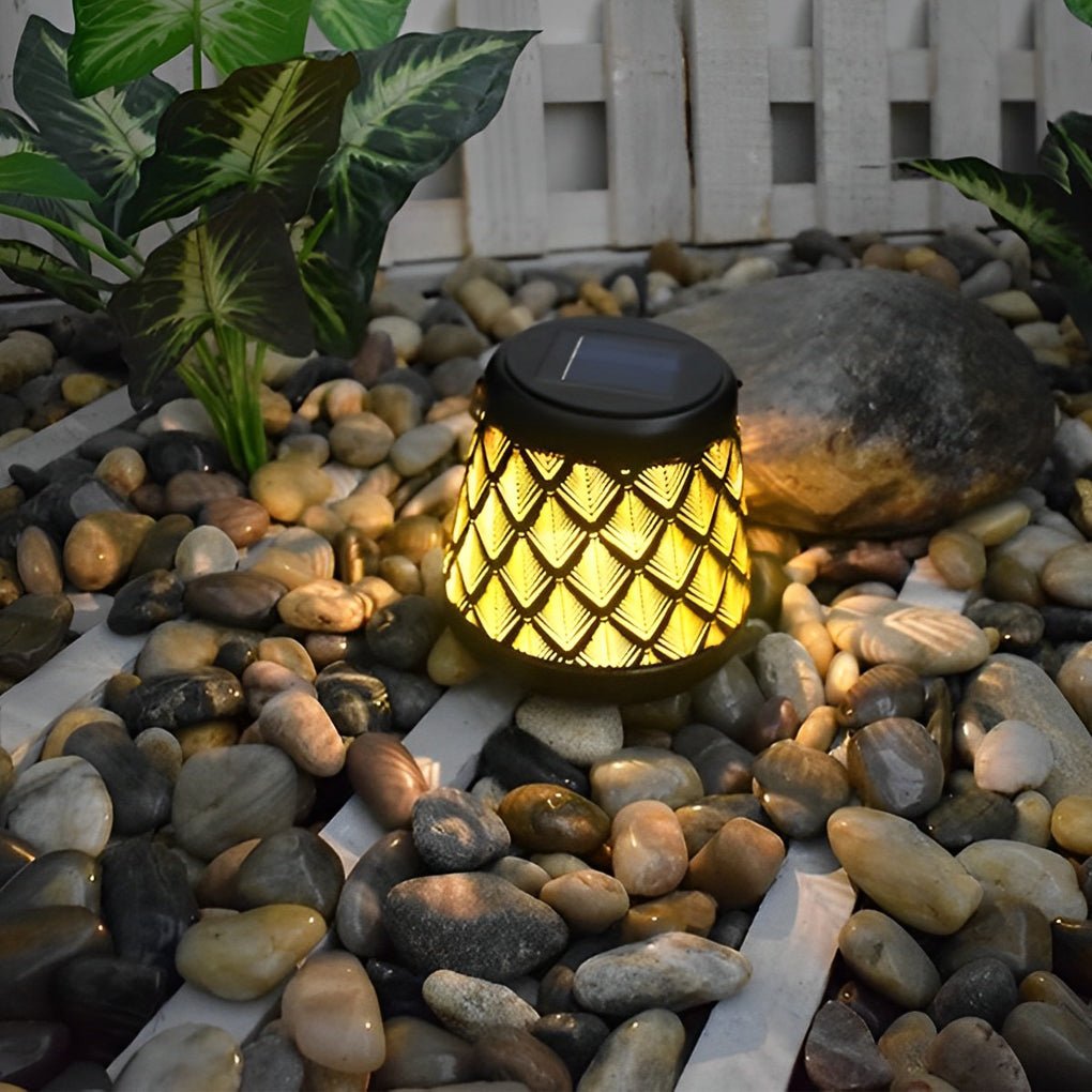 Retro Iron Mesh Solar Lanterns 2PCS LED Outdoor Hanging Lights - Lamp Outdoor