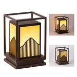 Elegant Square Outdoor Garden Light with Mountain Scene Shade - Lamp Outdoor