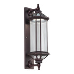 Retro Rectangular Ribbed Glass Solar Outdoor Wall Light - Lamp Outdoor
