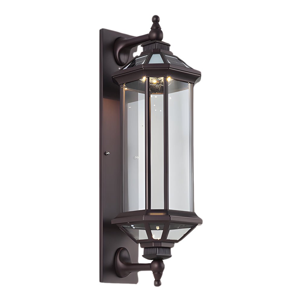 Retro Rectangular Ribbed Glass Solar Outdoor Wall Light - Lamp Outdoor