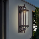 Retro Rectangular Ribbed Glass Solar Outdoor Wall Light - Lamp Outdoor