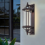 Retro Rectangular Ribbed Glass Solar Outdoor Wall Light - Lamp Outdoor