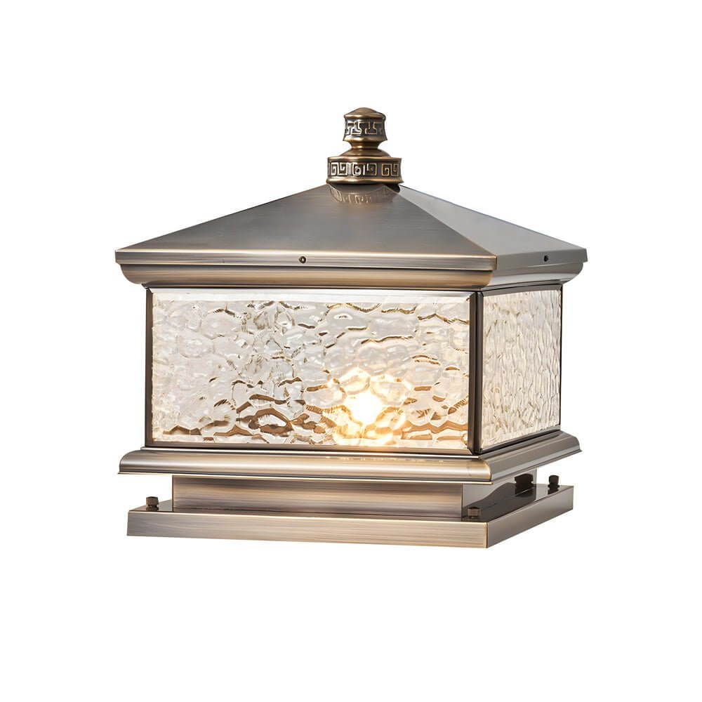 Retro Square Antique Brass Pier Mount Post Light - Lamp Outdoor