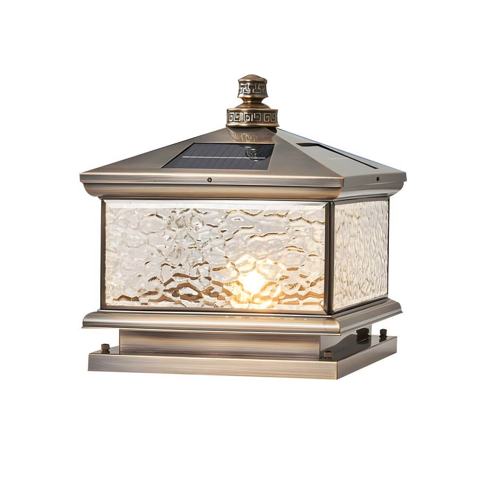 Retro Square Antique Brass Pier Mount Post Light - Lamp Outdoor