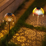 Retro Umbrella Solar Lights Colorful, Iron-Crafted Outdoor Pathway Lighting - Lamp Outdoor