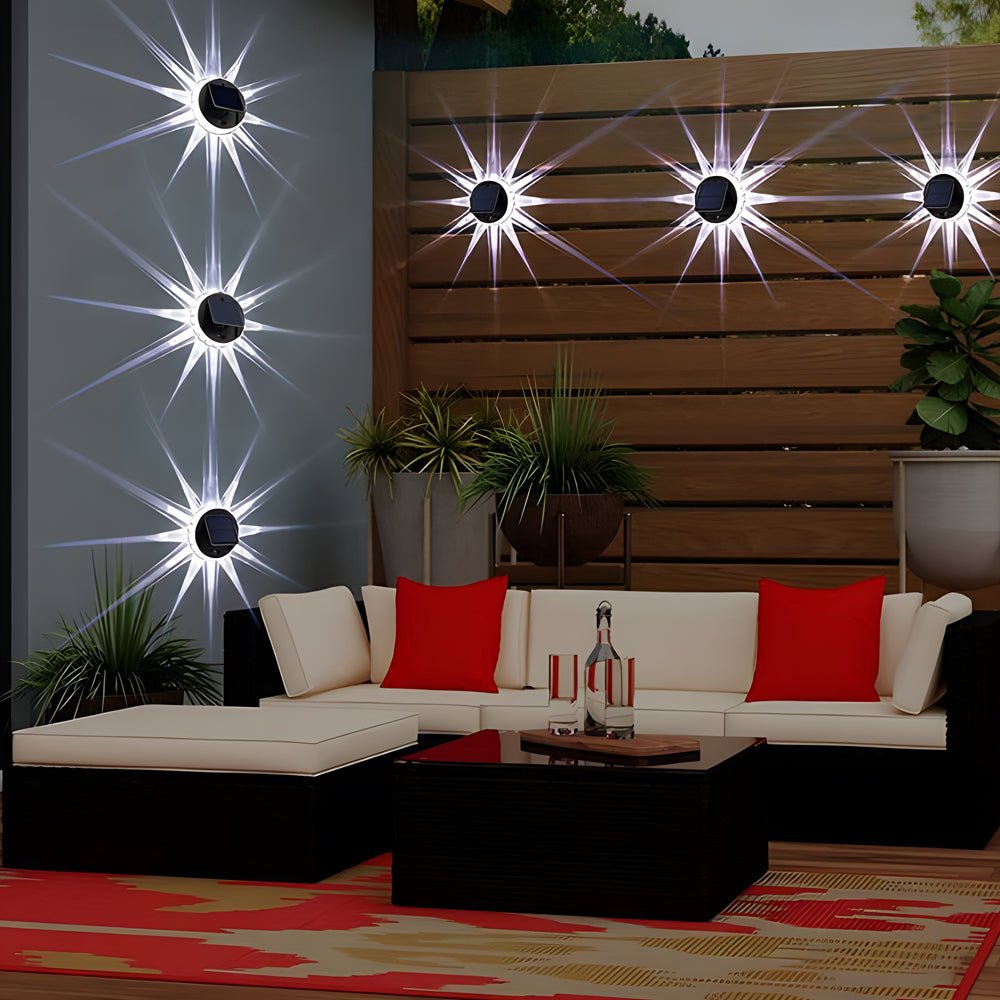 Round 9 LED Solar Petal Wall Light 3 Mode with Remote Outdoor Wall Sconce Lamp Waterproof Wall Mount Lighting - Lamp Outdoor