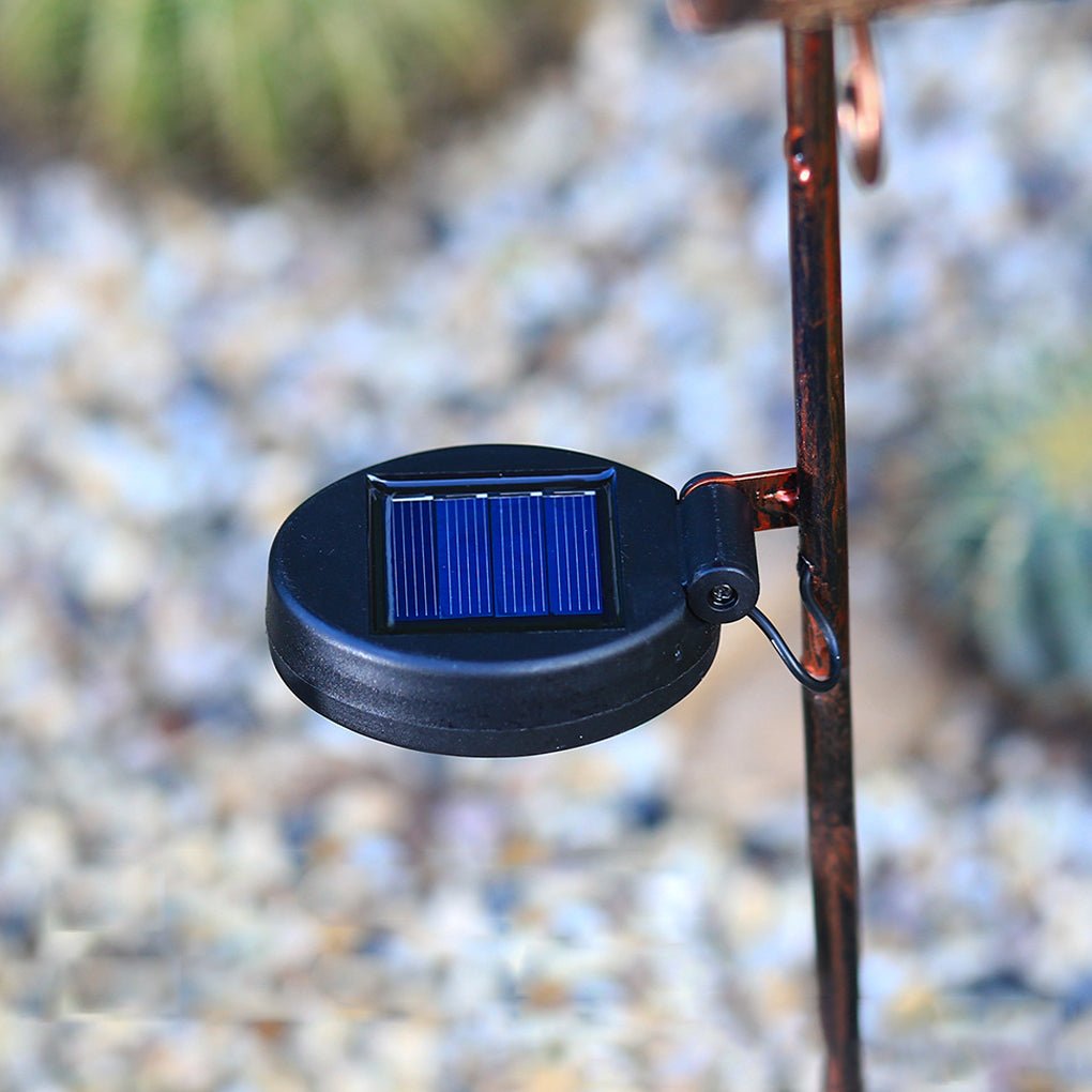 Round Iron Hollow Solar Lights with Flower Projection - Lamp Outdoor