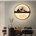 Round Mountain Scenery Silhouette Dimmable with Remote Outdoor Wall Lights - Lamp Outdoor