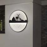 Round Mountain Scenery Silhouette Dimmable with Remote Outdoor Wall Lights - Lamp Outdoor