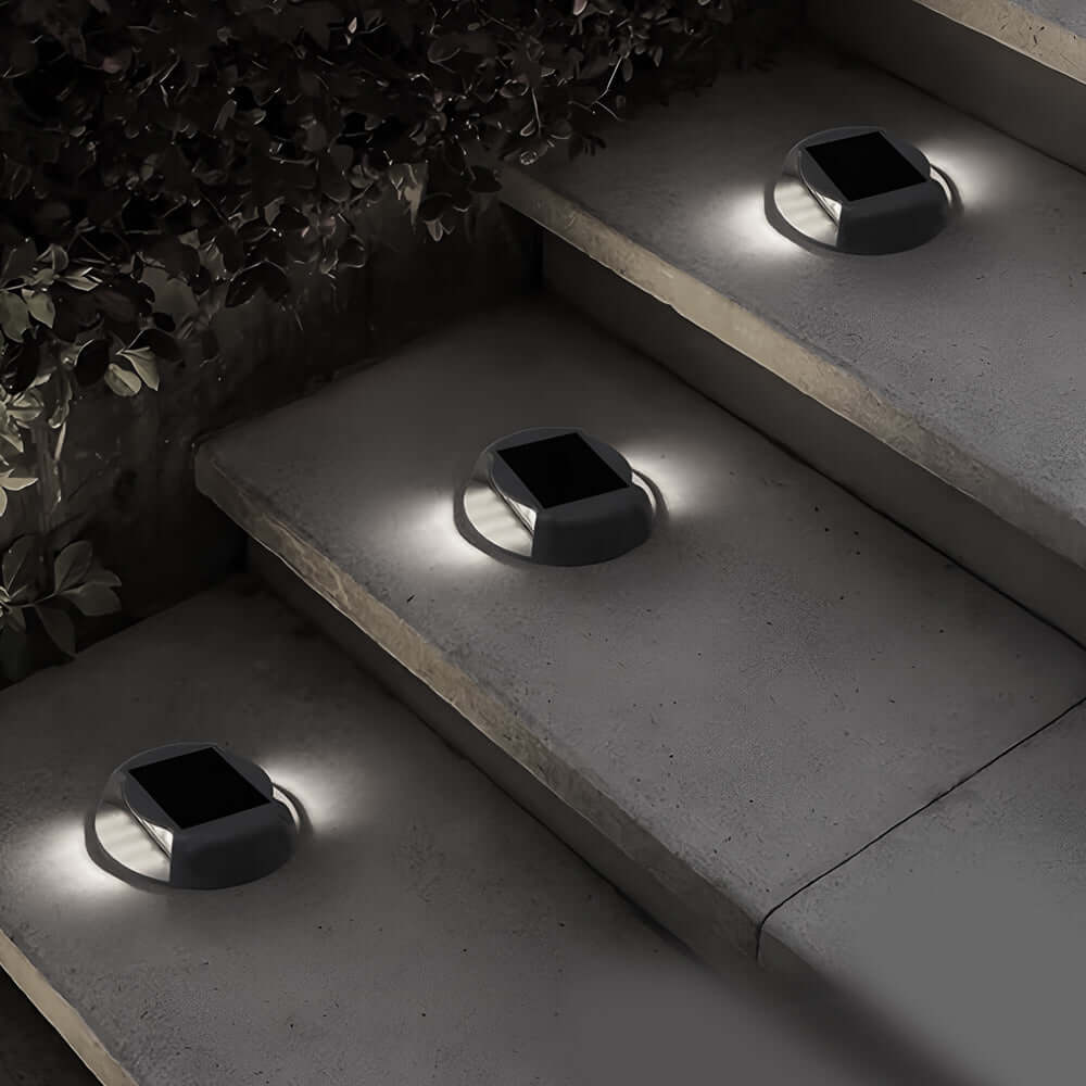 Round Solar LED Step/Deck Light - Lamp Outdoor