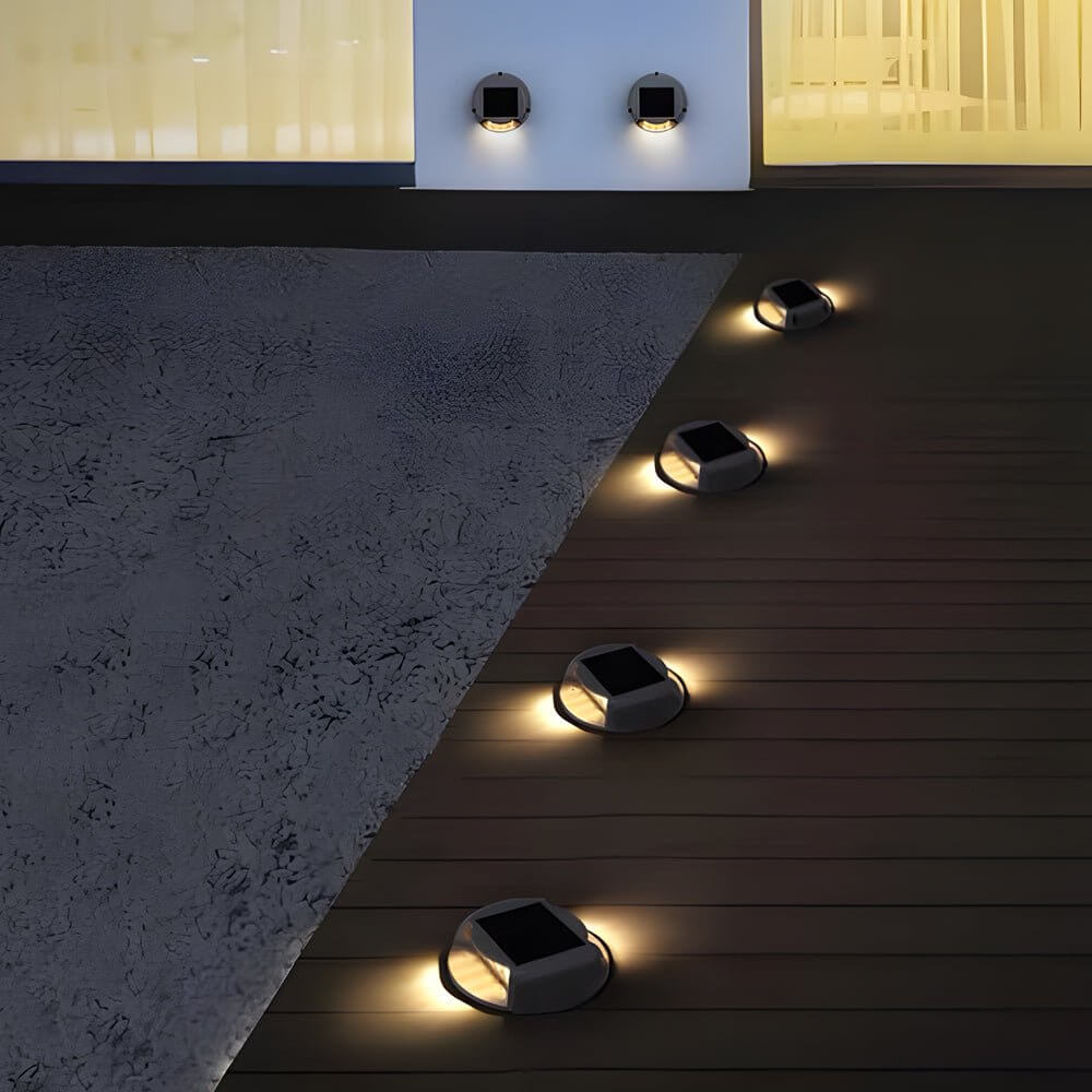 Round Solar LED Step/Deck Light - Lamp Outdoor