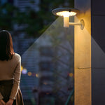 Round Solar-Powered LED Outdoor Wall Light with Motion Sensor - Lamp Outdoor