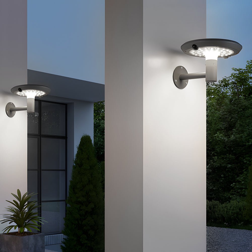 Round Solar-Powered LED Outdoor Wall Light with Motion Sensor - Lamp Outdoor