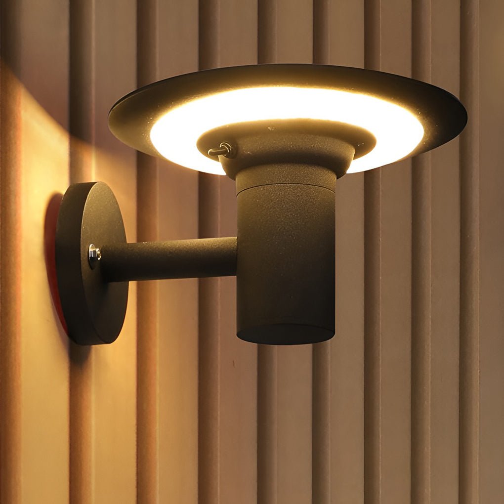 Round UFO-shaped LED Waterproof Solar Modern Outdoor Sconces Wall Lamp - Lamp Outdoor