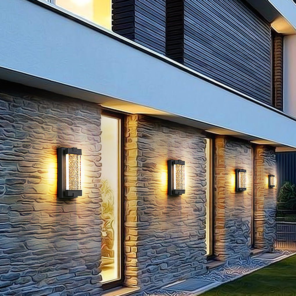 Rectangular Bubbles Crystal Waterproof COB Black Outdoor Wall Lights - Lamp Outdoor