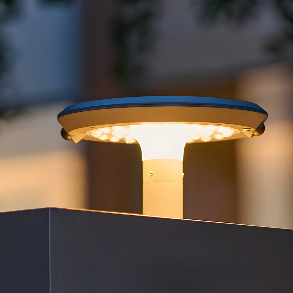 Simple Round LED Solar LED Post Light with Dual Motion Sensor - Lamp Outdoor