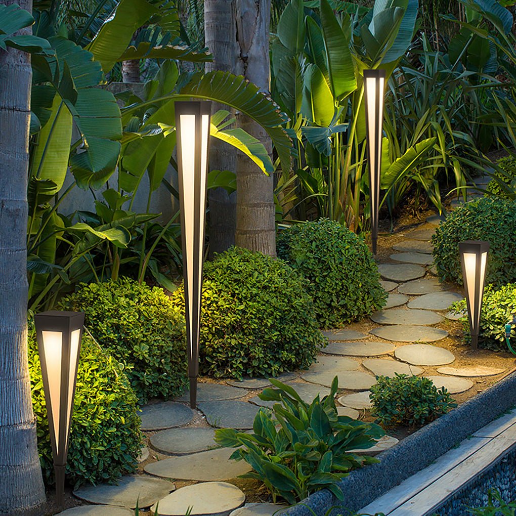 Adjustable RGB Solar LED Pathway Light Square Top & Conical Base Outdoor Lawn Lighting - Lamp Outdoor
