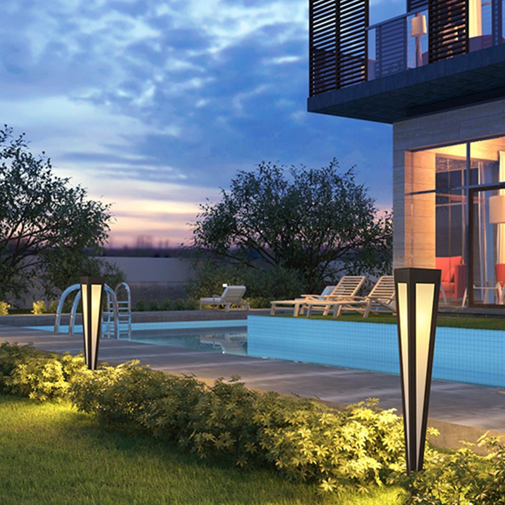 Adjustable RGB Solar LED Pathway Light Square Top & Conical Base Outdoor Lawn Lighting - Lamp Outdoor