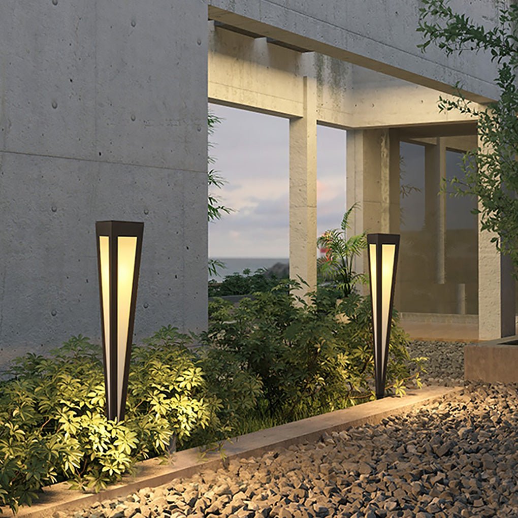 Adjustable RGB Solar LED Pathway Light Square Top & Conical Base Outdoor Lawn Lighting - Lamp Outdoor