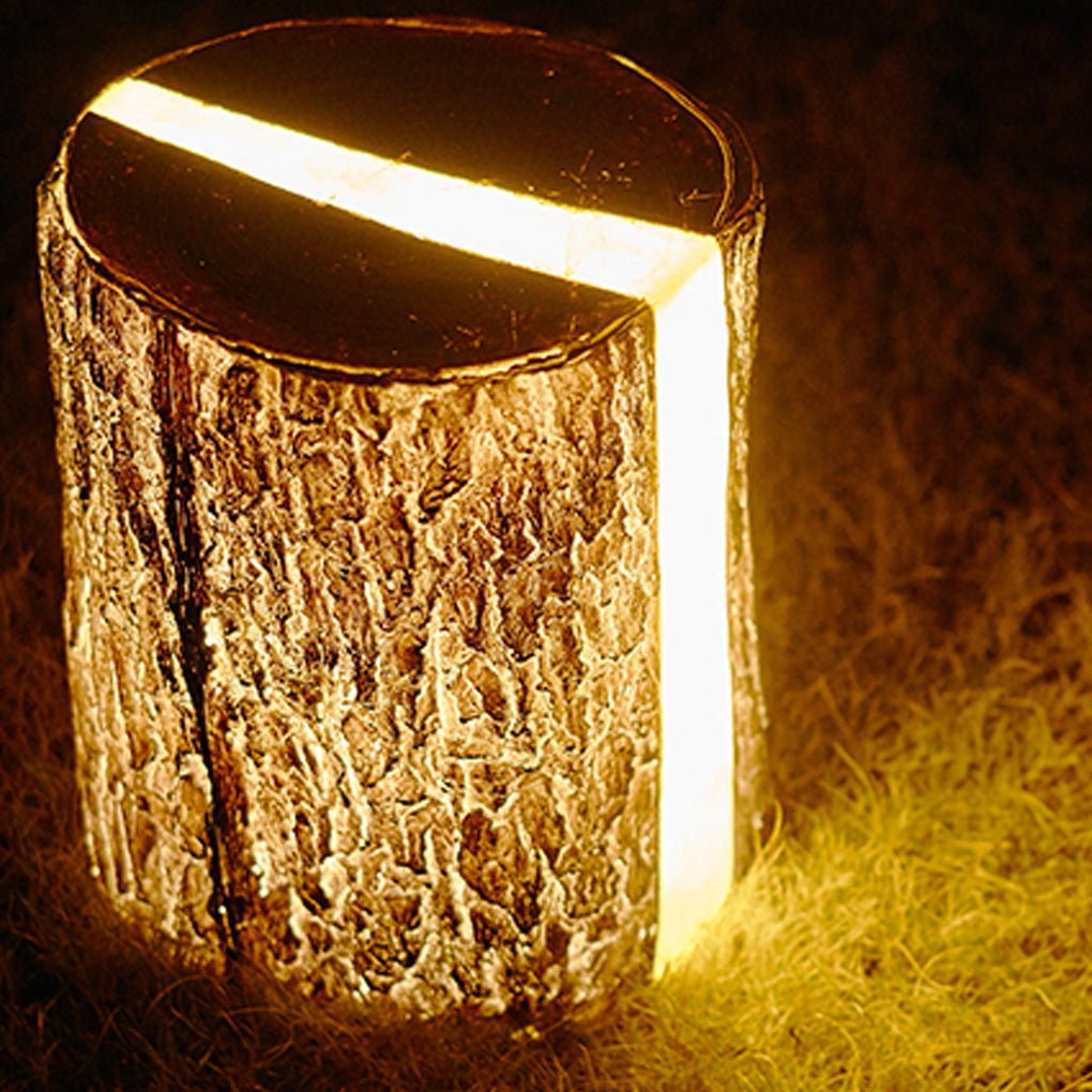 Realistic Tree Stump LED Outdoor Garden Lights - Cylindrical, Textured Design - Lamp Outdoor
