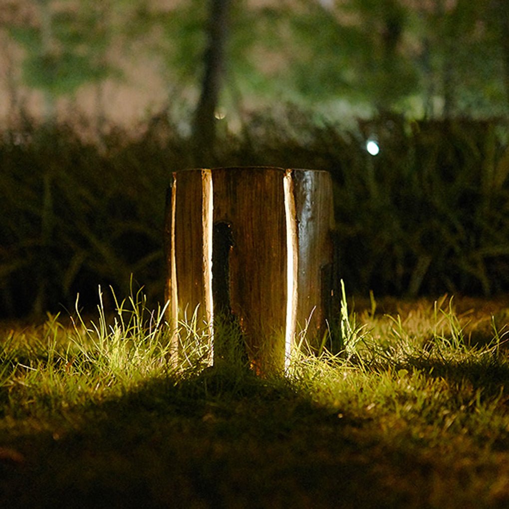 Realistic Tree Stump LED Outdoor Garden Lights - Cylindrical, Textured Design - Lamp Outdoor