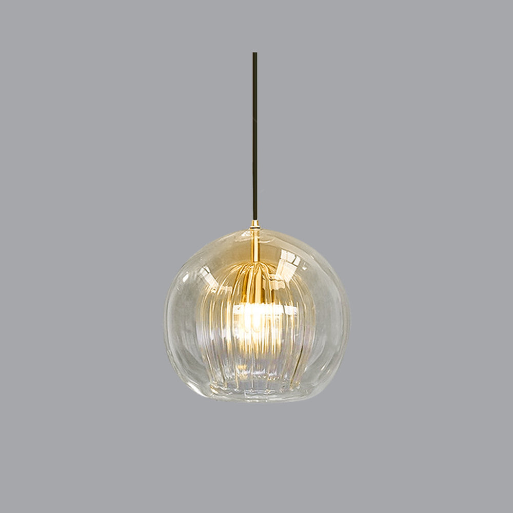 June Glass Globe Pendant Light Clear &Amber - Lamp Outdoor