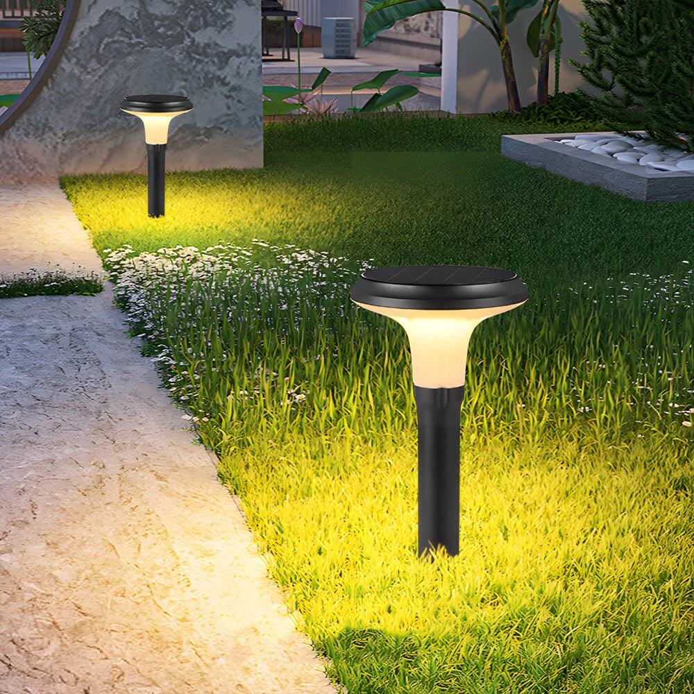 Sleek Black Solar LED Lawn Light Contemporary Outdoor Path Lighting - Lamp Outdoor