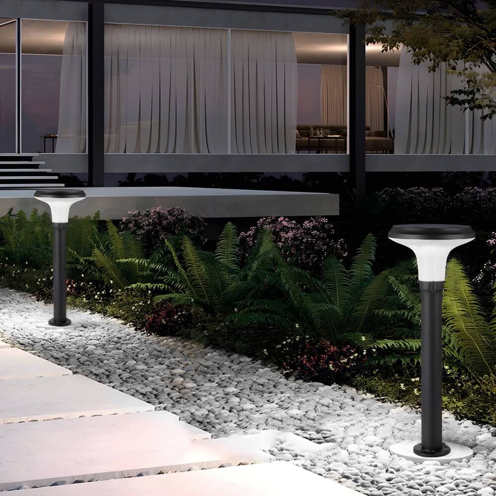 Sleek Black Solar LED Lawn Light Contemporary Outdoor Path Lighting - Lamp Outdoor