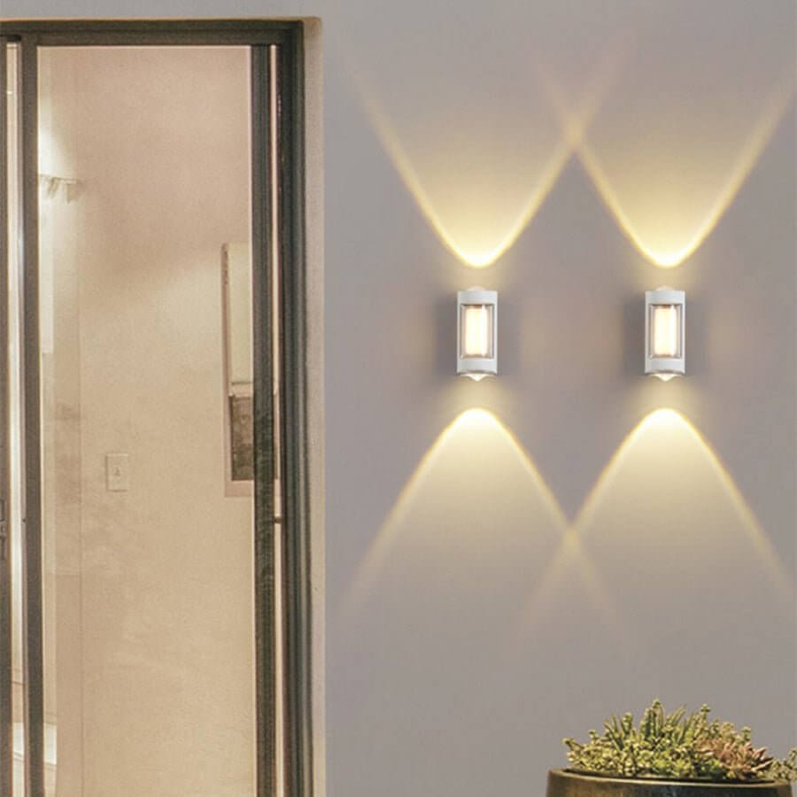 Sleek Dual-Directional Outdoor Wall Light with Modern Arc & Rectangular Designs - Lamp Outdoor