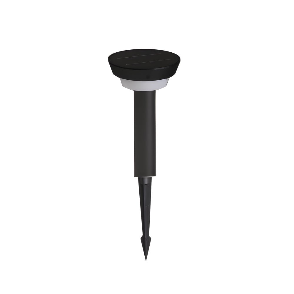 Sleek Modern Black Cylinder LED Solar Path Light with Adjustable Spike & Base - Lamp Outdoor